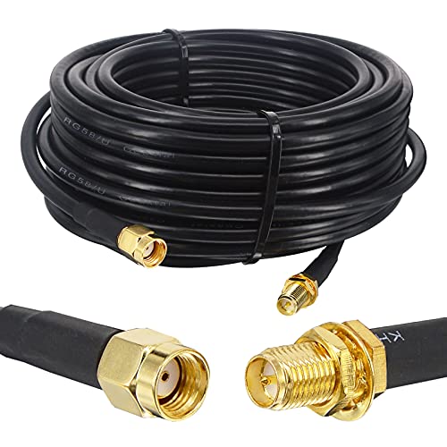 BOOBRIE RG58/U Antennen-Verlängerungskabel, RP-SMA-Stecker auf RP-SMA-Buchse, 10 m von BOOBRIE