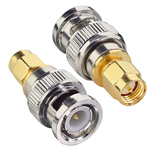 Boobrie SMA zu BNC Verbinder 2 Stück SMA Stecker auf BNC Stecker Koaxialstecker BNC an SMA Anschluss für HF-Antennen, WLAN-Geräte, WLAN, Ham- oder Handfunkgeräte, Scanner, SDR von Boobrie