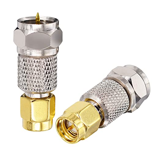 Boobrie 2 Stück SMA zu F Adapter SMA Stecker auf F Stecker Koaxialstecker für LAN/LMR-Funkantennengeräte/HF-Koaxialkabel/WiFi-Funkgeräte Externe Antenne von Boobrie