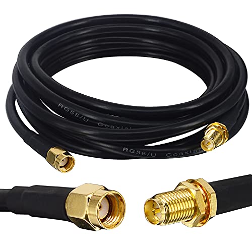 Boobrie Verbessert SuperFlex RG58 3M RP-SMA-Stecker auf RP-SMA-Buchse Kabel RP-SMA-Kabel Kabel Koaxialkabel RP-SMA-Antenne mit geringem Verlust RPSMA-Extender für 4G-WLAN-Antenne WLAN-Router Hotspot von Boobrie