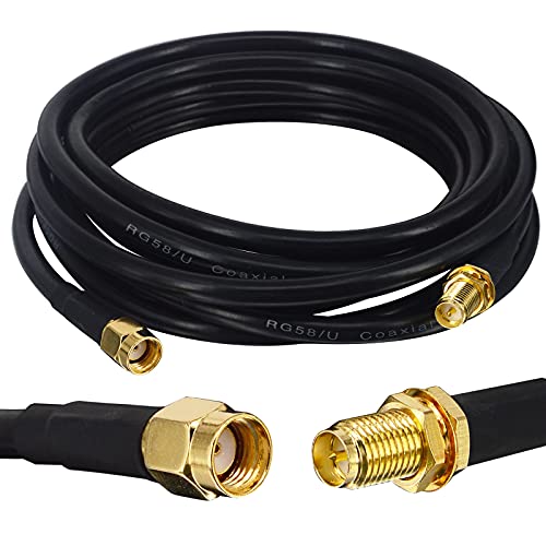 BOOBRIE SuperFlex RG58 Pro 3M RP-SMA-Stecker auf RP-SMA-Buchse Kabel RP-SMA-Kabel Kabel Koaxialkabel RP-SMA-Antenne mit geringem Verlust RPSMA-Extender für 4G-WLAN-Antenne WLAN-Router Hotspot von BOOBRIE