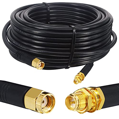 Boobrie Verbessert SuperFlex RG58 Koaxialkabel RP-SMA Kabel 10M RP-SMA-Stecker auf RP-SMA-Buchse Kabel Low Loss RP SMA-Antenne für WLAN-Antenne 4G WLAN-Router Sicherheit IP-Kamera-Hotspot von Boobrie