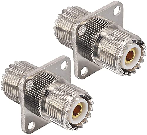 Boobrie UHF auf UHF Koax Adapter 2 Stück UHF Buchse an Buchse SO239 4 Loch Adapter UHF Buchse zu UHF Buchse SO239 zu SO239 Verbinder für Antenne/WLAN-Gerät/WLAN/Radio/Koaxial Verlängerungs Kabel von Boobrie