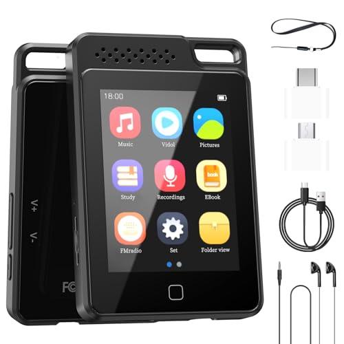 BOOTEEK MP3 Player Eingebaut 64 GB mit 2,4" Voller Touchscreen Tragbarer Musik Player mit Bluetooth 5.0 HiFi MP3 mit Lautsprecher/E-Book/Video/FM-Radio/Recorder, TF-Karte Erweiterbar auf 128 GB von BOOTEEK