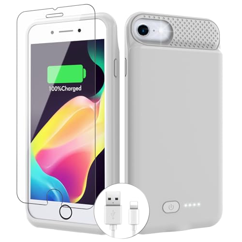 BOPPS Akku-Schutzhülle für iPhone 8/7/6S/6/SE (2022/2020), 【2024 Upgrade】6000 mAh iPhone-Ladehülle, 360°-Schutz, wiederaufladbar, erweiterter Akku, Ladehülle für iPhone SE (3. und 2. von BOPPS