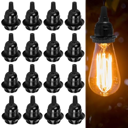16 x E27 Fassung Schwarz - Lampenfassung E27 250V 60W Lampensockel Lampenfassung für Tischlampe, Stehlampe & Deckenleuchte 16 x E27 Fassung Schwarz - Lampenfassung E27 250V 60W Lampensockel Lampenfassung für Tischlampe, Stehlampe & Deckenleuchte von BORDEAG