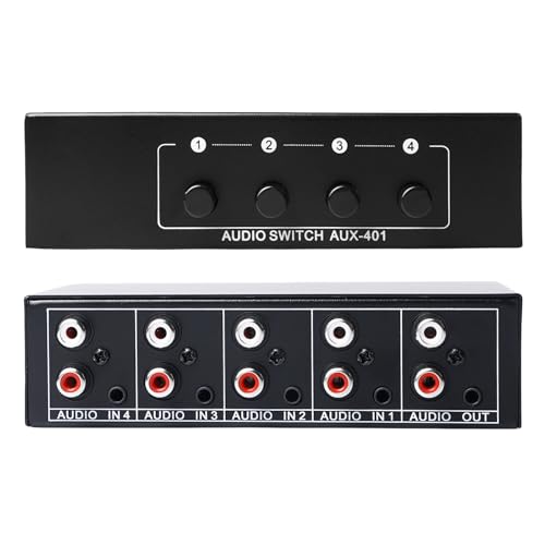 AUX Audio Switcher, Audio Video Splitter 4 In 1 Out, Audio Switcher, Audio-Auswahlbox, Bidirektionaler Audio-Umschalter 3,5 Mm Aux + RCA L/R, Passiv Audio Switcher Für Kopfhörer Telefon Soundsystem AUX Audio Switcher, Audio Video Splitter 4 In 1 Out, Audio Switcher, Audio-Auswahlbox, Bidirektionaler Audio-Umschalter 3,5 Mm Aux + RCA L/R, Passiv Audio Switcher Für Kopfhörer Telefon Soundsystem von BORDEAG