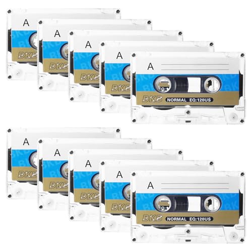 Audio Kassetten Leer, 10 Stück Rauscharm Audiokassetten, 60 Min Low Noise Musikkassette, Audio Cassette Empty Cassette Tapes, Musikkassetten Leer für Vorlesungen Seminare Alltägliche Aufnahmen von BORDEAG