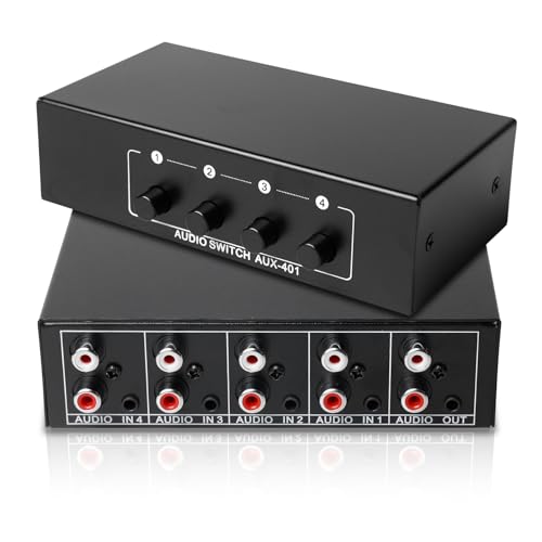 Audio Video Splitter 4 In 1 Out, AUX Audio Switcher, Audio Splitter, Audio-Auswahlbox 3,5 mm, Bidirektionaler Audio-Umschalter, Audio Selector, Auswahl-Splitterbox für Kopfhörer, Lautsprecher Audio Video Splitter 4 In 1 Out, AUX Audio Switcher, Audio Splitter, Audio-Auswahlbox 3,5 mm, Bidirektionaler Audio-Umschalter, Audio Selector, Auswahl-Splitterbox für Kopfhörer, Lautsprecher von BORDEAG