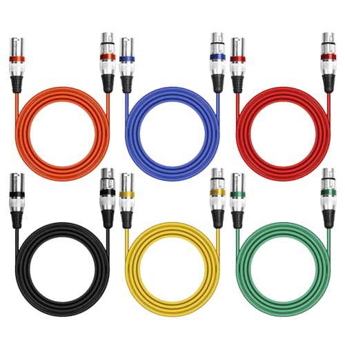 BORDEAG 6 Pcs XLR kabel, DMX kabel, Mikrofonkabel XLR, Mikrofon XLR Symmetrisch Audio Verlängerungskabel 3-Poligen Adapter XLR Stecker Auf Buchse Kabel, Für Studio Recorder, Mikrofon, Mixer (2M) von BORDEAG
