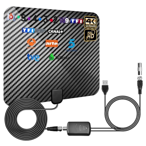 DVB-T2 Antenne, DVBT2 Antenne, Zimmerantenne für Fernseher mit Verstärker, DVB-T2 Antenne, 5 m Kabel, Großer Reichweite und 360° Empfang, Unterstützt 4K HD Kanäle und Alle TV Geräte DVB-T2 Antenne, DVBT2 Antenne, Zimmerantenne für Fernseher mit Verstärker, DVB-T2 Antenne, 5 m Kabel, Großer Reichweite und 360° Empfang, Unterstützt 4K HD Kanäle und Alle TV Geräte von BORDEAG