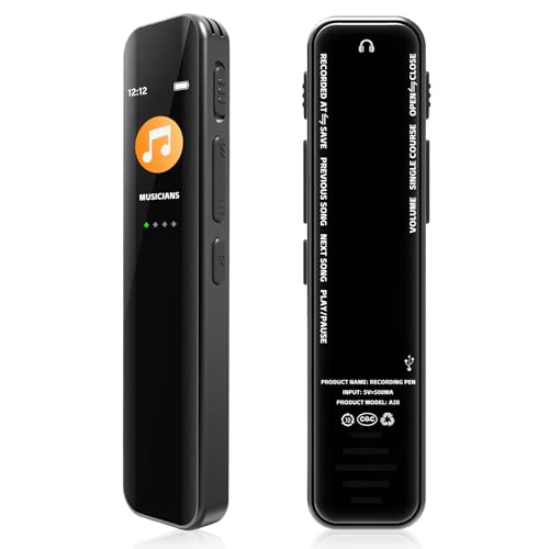 Diktiergerät Mini, 64GB Aufnahmegerät, Digitales Diktiergerät, Diktiergerät Digital mit Wiedergabe, Audio Recorder für Besprechungen Unterricht Interviews, One-Touch Aufnahme Voice Recorder von BORDEAG