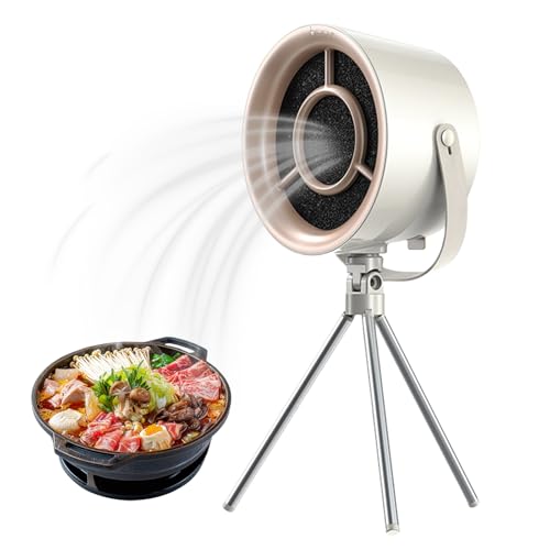 Mini Tragbare Dunstabzugshaube,Tragbare Abzugshaube mit Stativtyp,Mini-Dunstabzugshaube mit 3 Geschwindigkeiten,Desktop Range Kapuze, Küchen-Abluftventilator für Camping Grill Reise (Cremeweiß) von BORDEAG
