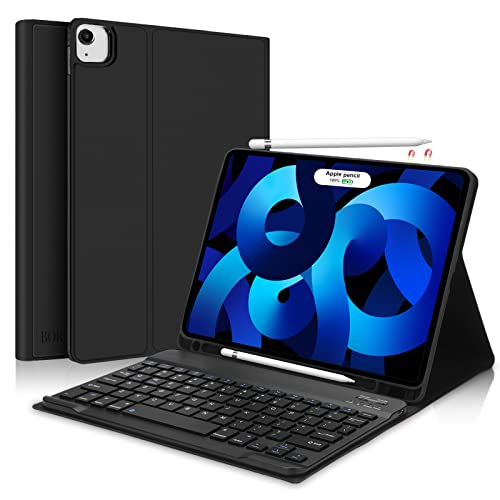 BORIYUAN Tastaturhülle für iPad Air 4. Generation 27.7 cm (11 Zoll) 2020 mit Stifthalter, mit abnehmbarer BT-Tastatur, kompatibel mit iPad 27.7 cm (11 Zoll) / Pro 27.9 cm (11 Zoll) – Schwarz von BORIYUAN