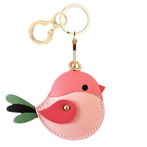 Leder-Schlüsselanhänger-Hülle, kompatibel mit AirTag, niedliche Schutzhülle mit Schlüsselanhänger, kratzfester Finder, GPS-Tracker-Hülle für Brieftasche, Schlüssel, Tasche, Haustiere (Vogel) von BORKUANA