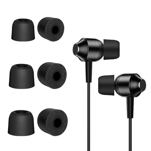 3 Paar Ersatz Ohrstöpsel Universelle Memory-Schaum-Ohrstöpsel, Kopfhörer Aufsätze Noise Cancelling Ohrstöpsel, für 4,9 mm - 5,0 mm Ohrhörerloch - mit Aufbewahrungsbox, Größe L - Schwarz von BORLTER CLAMP