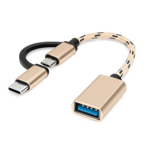 BORLTER CLAMP USB C/Micro USB auf USB Adapter, USB C auf USB Adapter 2-in-1 Micro USB/USB C auf USB Konverter OTG Adapterkabel Kompatibel mit MacBook, Android Handy und mehr, Gold von BORLTER CLAMP