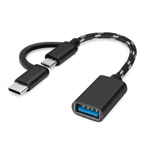 BORLTER CLAMP USB C/Micro USB auf USB Adapter, USB C auf USB Adapter 2-in-1 Micro USB/USB C auf USB Konverter OTG Adapterkabel Kompatibel mit MacBook, Android Handy und mehr, Schwarz von BORLTER CLAMP