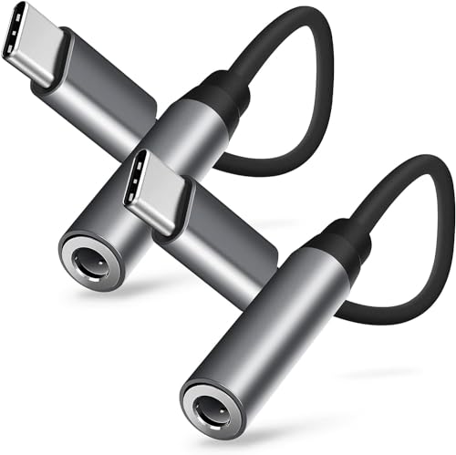 BORLTER CLAMP USB C Kopfhörer Adapter, USB C aux Kopfhörer Adapter 3.5mm Kompatibel mit Samsung Note 20/10+ A73 A53, Pixel 6 5 4, Xiaomi 9/8 und iPad Pro und mehr, Grau von BORLTER CLAMP