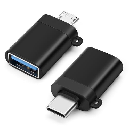 BORLTER CLAMP USB C auf USB Adapter/Micro USB auf USB Adapter 2er-Pack mit Umhängeband, Typ-C oder Micro-USB-OTG-Adapter für Laptop, Tablet, Smartphone und mehr von BORLTER CLAMP