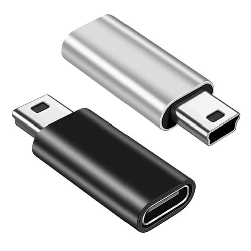 BORLTER CLAMP USB-C-auf-Mini-USB-Adapter (2er-Pack), Typ-C-Buchse auf Mini-USB-Stecker konvertieren, unterstützen das Laden von Digitalkameras, Computer, GPS, MP3-Player von BORLTER CLAMP