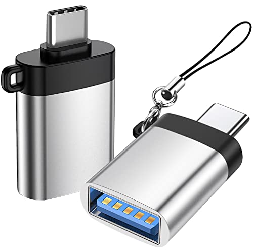 BORLTER CLAMP USB C auf USB 3.0 OTG Adapter (2 Stücke), USB-C zu USB 3.0 Adapter mit Schlüsselband Kompatibel mit MacBook, Handy und Typ-C-Geräten (Silber) von BORLTER CLAMP