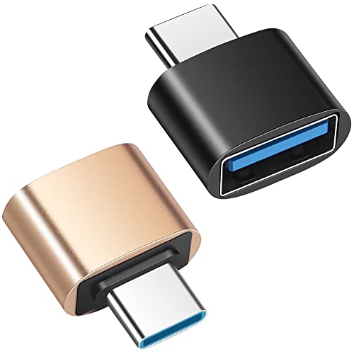 BORLTER CLAMP USB C auf USB 3.0 OTG Adapter (2 Stücke), USB-C zu USB-A Adapter Kompatibel mit MacBook, Handy, Tablet und Anderen Typ-C-Geräten (Schwarz und Gold) von BORLTER CLAMP