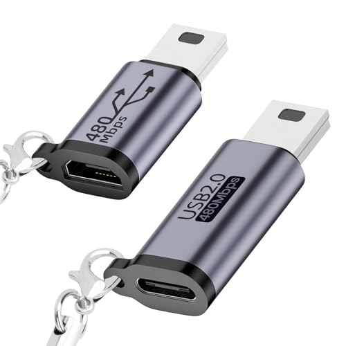 BORLTER CLAMP USB C auf Mini USB Adapter 2er-Pack, Typ-C Buchse auf Mini USB Stecker Adapter, für MP3-Player, Digitalkameras, GPS, Tragbare Festplatten, Digital-Box-Maschine und mehr von BORLTER CLAMP