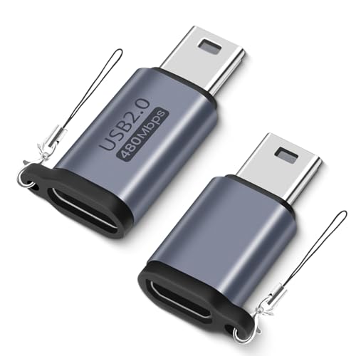 BORLTER CLAMP USB C oder Micro auf Mini USB Adapter (2er-Pack), Typ C oder Micro-Buchse auf Mini-USB-Stecker konvertieren, unterstützen das Laden von Digitalkameras, Computer, GPS, MP3-Player von BORLTER CLAMP