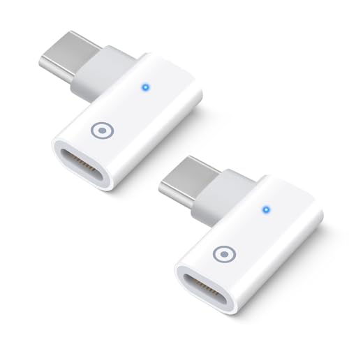 BORLTER CLAMP Ladegerät rechtwinklig Adapter für Apple Pencil 1st Generation 2Pcs, USB-C Stecker zu Ligntning Buchse Ladegerät Adapter mit Anzeige, kompatibel mit iPad 10th Generation/USB C Kabel von BORLTER CLAMP