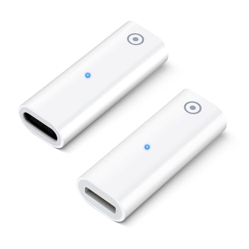 BORLTER CLAMP Ladegerät Adapter für Apple Pencil 1. Generation 2Pcs, USB-C Buchse zu Ligntning Buchse Ladegerät Adapter mit Anzeige, Kompatibel mit USB C Stecker Kabel von BORLTER CLAMP