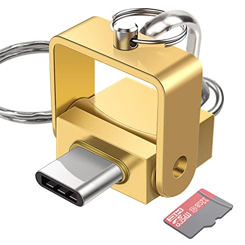 Micro SD Kartenleser, USB C TF Kartenleser, USB C auf Micro SD/TF Speicherkartenleser Adapter, OTG Kartenlesegerät Kompatibel mit MacBook, Laptops, Android Handys (Gold) von BORLTER CLAMP