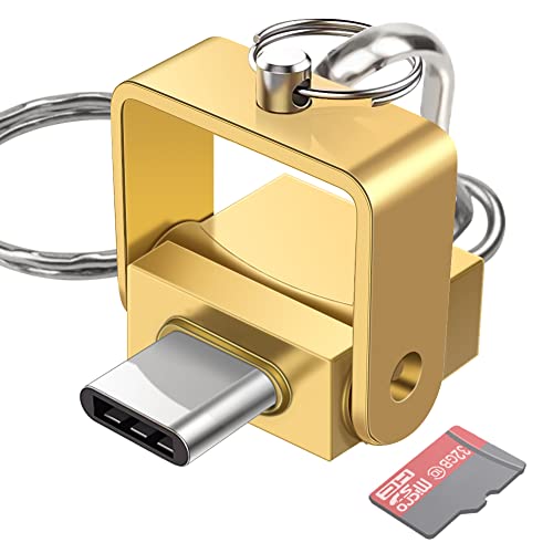 BORLTER CLAMP Micro SD Kartenleser, USB C TF Kartenleser, USB C auf Micro SD/TF Speicherkartenleser Adapter, OTG Kartenlesegerät Kompatibel mit MacBook, Laptops, Android Handys (Gold) von BORLTER CLAMP