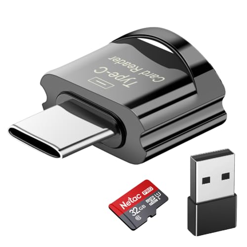 Micro SD Kartenleser, USB C TF Kartenleser, USB C auf TF Speicherkartenleser mit USB C auf USB Adapter, OTG Kartenlesegerät Kompatibel mit MacBook, Laptops, Android Handys von BORLTER CLAMP