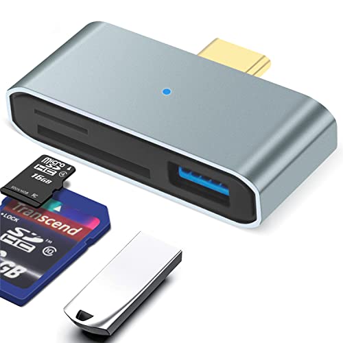 USB C SD Kartenleser, BorlterClamp Micro SD Speicherkartenleser, USB C auf USB 3.0 und SD-Kartenleser Adapter, Kompatibel mit MacBook Pro, Laptops, Typ-C-Telefonen und mehr, Dunkelgrau von BORLTER CLAMP