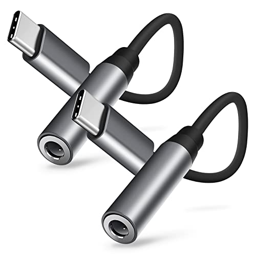 USB C auf 3,5 mm Kopfhörer Adapter (2 Stück), USB-C auf Aux Audio Klinke Adapter Kopfhöreranschluss Konverter Kompatibel mit Samsung Galaxy S22 S21 S20 Note 20/10+ A73 A53, Pixel 6 5 4 und Mehr, Grau von BORLTER CLAMP