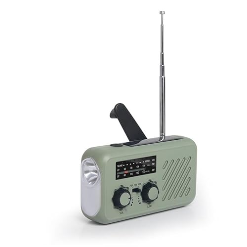 BOROCO Notfall-Solarradio, Selbstbetriebenes Kurbelradio mit LED-Taschenlampe, SOS-Alarm,AM/FM Wetter Wind Up Radio für Notladung von Smartphone,mit USB (XLN-297WB) von BOROCO