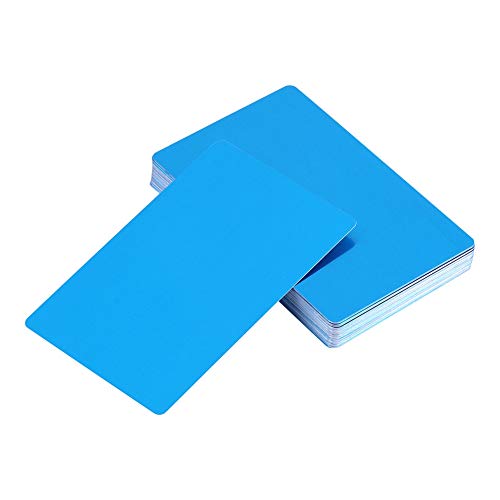 BOROCO Packung mit 50 blanko Visitenkarten, lasergravierte Visitenkarten, 0,22 mm Aluminium, glatt, Geschäftsbesuch, Namenskarten, runde Ecke(Blau) von BOROCO