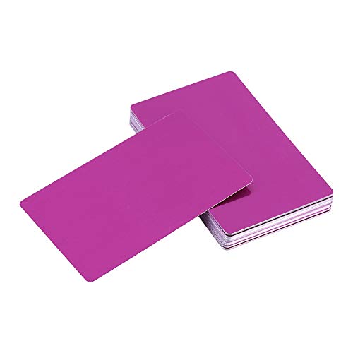 BOROCO Packung mit 50 blanko Visitenkarten, lasergravierte Visitenkarten, 0,4 mm Aluminium, glatt, Geschäftsbesuch, Namenskarten, runde Ecke(Violett) von BOROCO