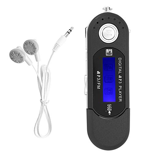 BOROCO Tragbarer Mini-USB-2.0-MP3-Player, Leichter, Langlebiger MP3-Musik-Player mit LCD-Bildschirm und Kopfhörer-UKW-Radio für Die Automatische Abschaltung der Musik(Schwarz) von BOROCO