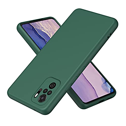 BORYA Flüssiges Silikon Hülle für Xiaomi Redmi Note 10 4G/Redmi Note 10S/Poco M5s, Ultra Dünn Stoßfest Weiches Seidig TPU Kratzfest Handyhülle, Elegant Einfach Schutzhülle Mit Mikrofaserfutter, Grün von BORYA