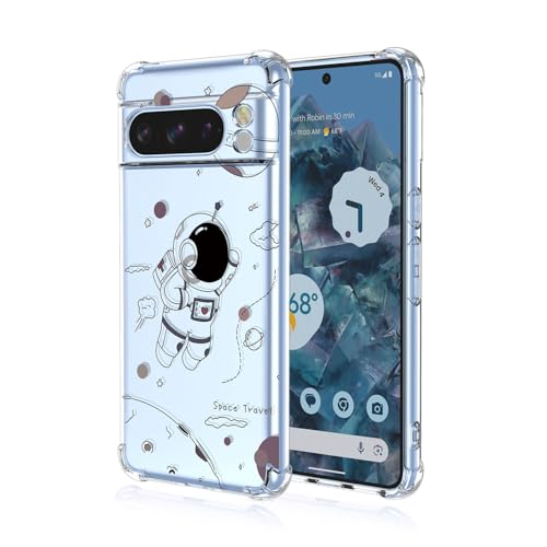 BORYA Hülle für Google Pixel 8 Pro, Stoßfest Weiches Transparent Silikon TPU Bumper Handyhülle Ultra Dünn Seidig Hochwertiges Elegant Schutzhülle, Astronaut von BORYA