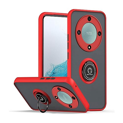 BORYA Hülle für Honor Magic 5 Lite 5G (Magic5 Lite), Hochwertiges Matte Weiches Silikon TPU+PC Bumper Handyhülle Ultra Dünn Stoßfest Case Ring Ständer Schutzhülle, Rot von BORYA