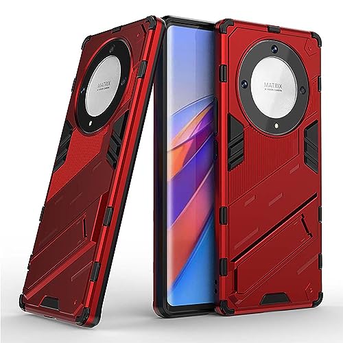 BORYA Hülle für Honor Magic 5 Lite 5G (Magic5 Lite), Schlank Militärqualität Stoßfest Heavy Duty Handyhülle, Hochwertiges PC+TPU Schutzhülle mit Ständer, Kratzfest Case, Rot von BORYA