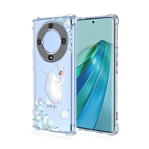 BORYA Hülle für Honor Magic 5 Lite 5G (Magic5 Lite), Stoßfest Weiches Transparent Silikon TPU Bumper Handyhülle Ultra Dünn Seidig Hochwertiges Elegant Schutzhülle, Weißer Tänzer von BORYA