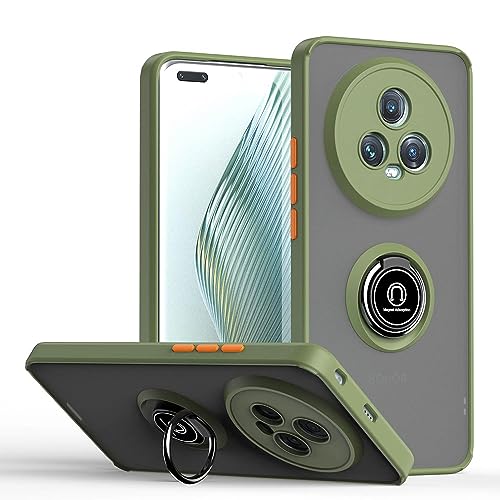 BORYA Hülle für Honor Magic 5 Pro (Magic5 Pro), Hochwertiges Matte Weiches Silikon TPU+PC Bumper Handyhülle Ultra Dünn Stoßfest Case Ring Ständer Schutzhülle, Armeegrün von BORYA