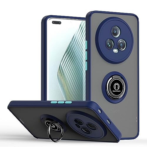BORYA Hülle für Honor Magic 5 Pro (Magic5 Pro), Hochwertiges Matte Weiches Silikon TPU+PC Bumper Handyhülle Ultra Dünn Stoßfest Case Ring Ständer Schutzhülle, Königsblau von BORYA