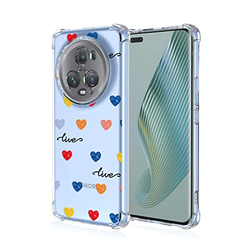 BORYA Hülle für Honor Magic 5 Pro (Magic5 Pro), Stoßfest Weiches Transparent Silikon TPU Bumper Handyhülle Ultra Dünn Seidig Hochwertiges Elegant Schutzhülle, Liebe Herz von BORYA