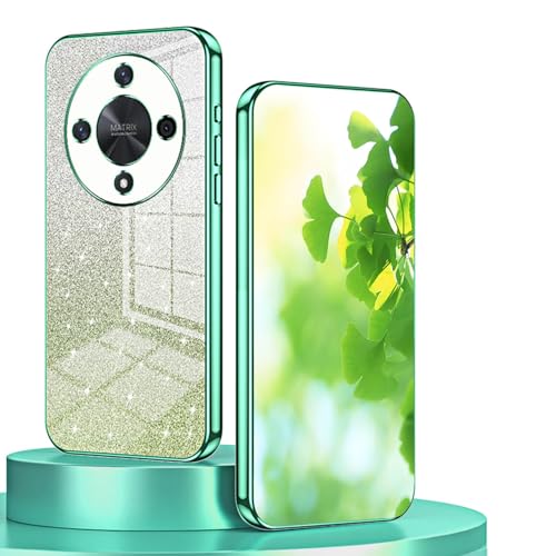 BORYA Hülle für Honor Magic 6 Lite 5G (Magic6 Lite), Ultra Dünn Stoßfest Premium Weiches TPU Silikon Handyhülle, Elegant Galvanisierter Schutzhülle mit Luxus Gradient Glitzer Karte, Grün von BORYA