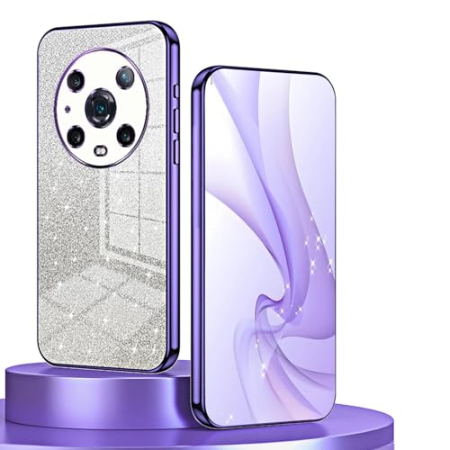 BORYA Hülle für Honor Magic4 Pro (Magic 4 Pro), Ultra Dünn Stoßfest Premium Weiches TPU Silikon Handyhülle, Elegant Galvanisierter Schutzhülle mit Luxus Gradient Glitzer Karte, Lila von BORYA